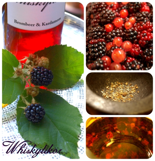 Making homemade Blackberry Liqueur